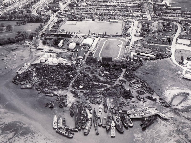 Pounds scrapyard Tipner, Portsmouth, June 1973.