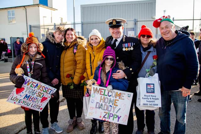 Pictured: Wightman family with Chief petty officer Victor (Zippy) at HMS Diamond's homecoming
Picture: Habibur Rahman