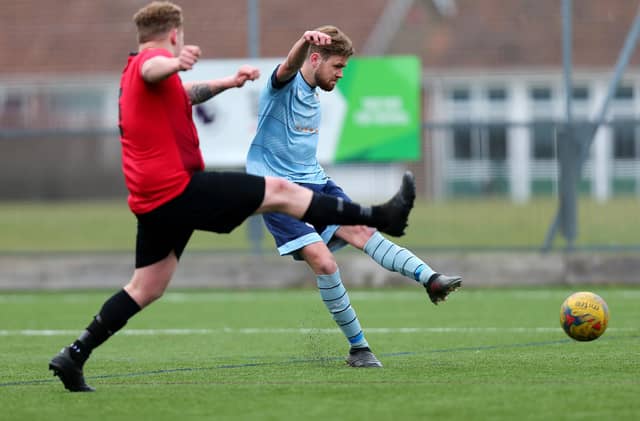 Sam Jones. Horndean Utd v Portchester Rovers, Mid-Solent League. Picture: Chris Moorhouse (jpns 250223-44)