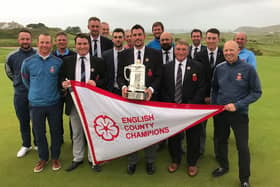 The Hampshire team celebrate winning the England County tournament in 2017 at Trevose, Cornwall