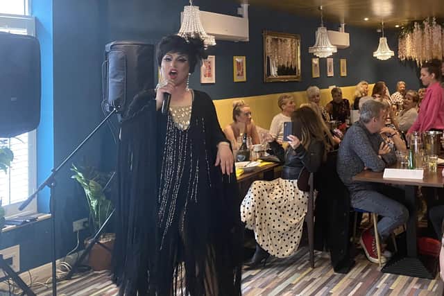 Alyssa Van Delle performs at Italian Drag Brunch at Pitigliano, Southsea.