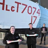 Miniature models will be on display at the museum until next Tuesday. L-R:  D-Day Story museum and visitor service officers Lorna Street and Max Butcher; artist Jan Frith; general manager Ross Fairbrother. Picture: The D-Day Story/Portsmouth City Council.