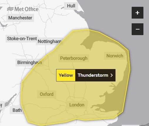 The Met Office warns thunderstorms could cause road closures and disruptions to public transport.