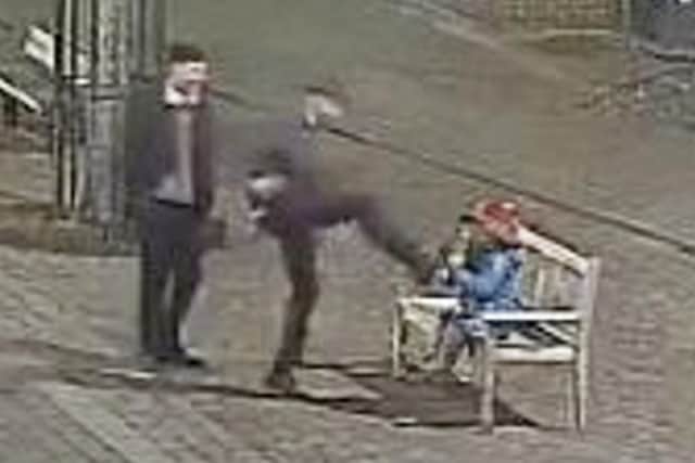 CCTV footage shows two servicemen causing thousands of pounds worth of criminal damage to a Paddington bear statue.