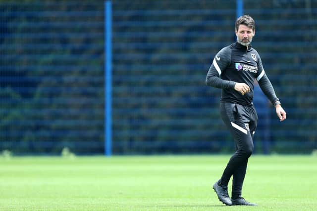 Danny Cowley hard at work on the training ground on the opening day of pre-season. Picture: Chris Moorhouse
