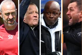From left, former Pompey midfielder Shaun Derry, Chris Wilder, ex-Blues winger Paul Hall and Nathan Jones are in the running for the QPR job.