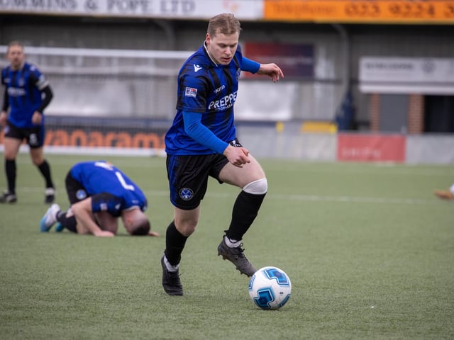 Clanfield's Olly Long v Andover New Street Swifts. Picture by Alex Shute