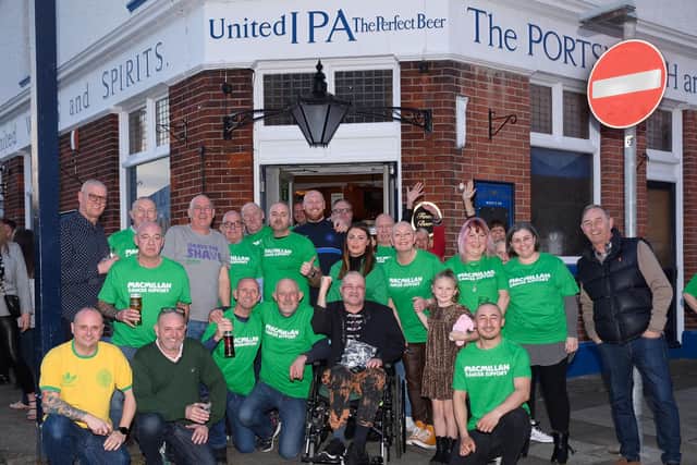Stuart and friends outside the Meon Pub in Southsea Picture: Keith Woodland