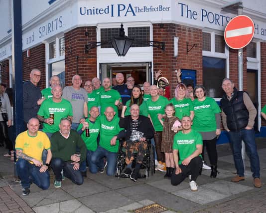 Stuart and friends outside the Meon Pub in Southsea Picture: Keith Woodland