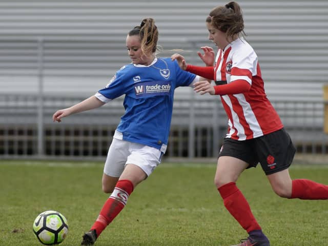 New Moneyfields signing Ellie Bloomfield in action for Portsmouth Women in 2017. Pic: Neil Marshall.