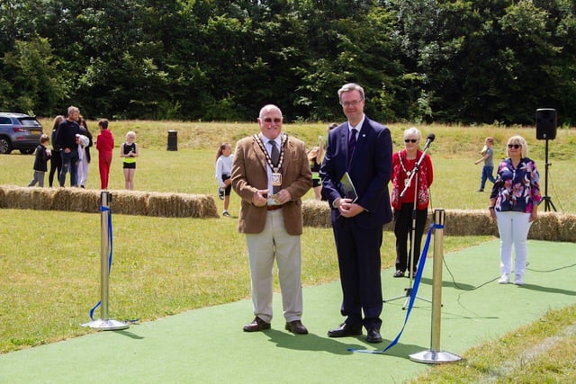 The Mayor of Havant opens the Centenary event with the Headteacher, Mr Paul Foxley