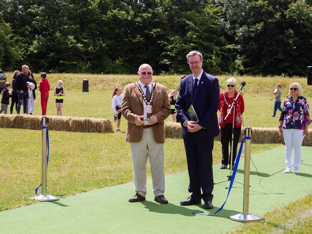 The Mayor of Havant opens the Centenary event with the Headteacher, Mr Paul Foxley