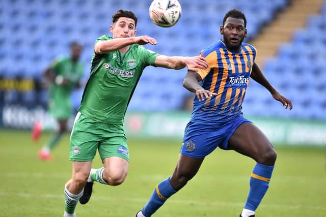 James Roberts in FA Cup second round action for Oxford at Shrewsbury Town last season. Photo by Nathan Stirk/Getty Images.