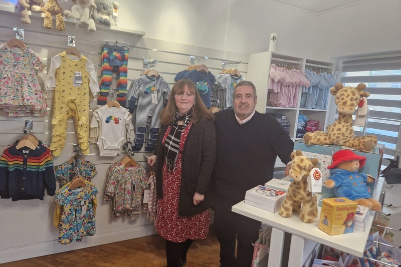 Pictured are Jan Coupe and Alan Coupe from  My First Steps, a baby clothing shop in Lee-On-The-Solent.