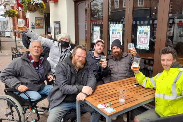 Drinkers at the Star in Gosport including Pete Webb, left
Picture: David George