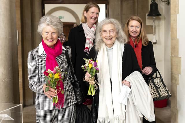 Alumnae Ann Clark and Sheila Gaiman. Behind are Commander Eunice Marland and Dr Sarah Turnbull. Picture: Sally Tiller
