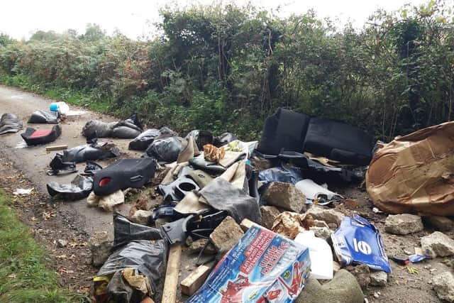 Waste dumped in Lone Barn Lane in Catherington. Picture: East Hampshire District Council