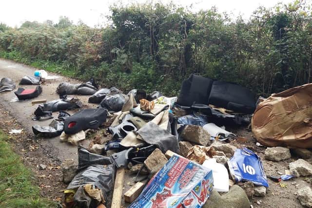 Waste dumped in Lone Barn Lane in Catherington. Picture: East Hampshire District Council
