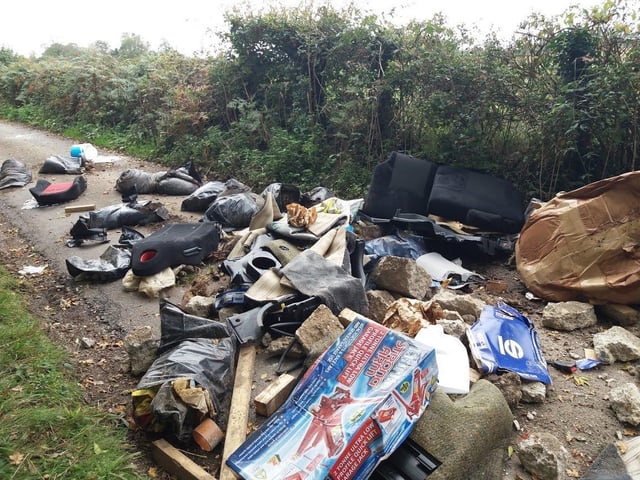 Waste dumped in Lone Barn Lane in Catherington. Picture: East Hampshire District Council