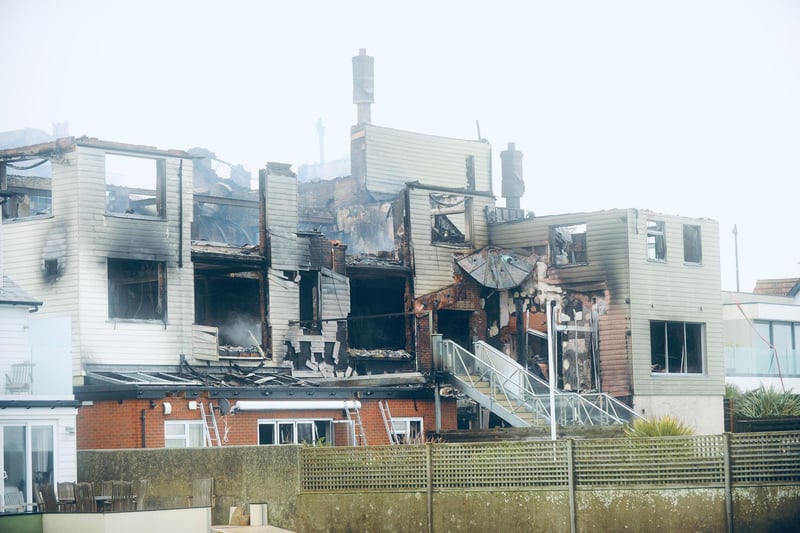 Crews from Fareham, Gosport, Cosham, Portchester, Southsea, Eastleigh, Hightown, Beaulieu, Romsey and Ringwood were called to tackle a significant fire in the roof space of the three-storey Osborne View hotel and restaurant in Fareham.