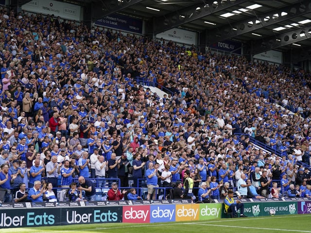 The home section was sold out as 17,194 Pompey fans cheered on the Blues against Cheltenham