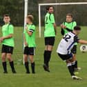 The Bedhampton wall tries to block a Fleur De Lys U23 free-kick. Picture: Kevin Shipp
