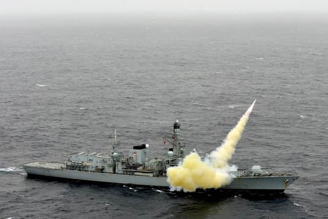 HMS Montrose Harpoon firing in 2013.