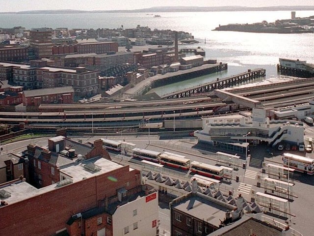 Portsmouth before Gunwharf 9th March 1998. The Millenium site a it was known at the time, an overview looking south over the former HMS Vernon, Old Portsmouth and The Hard interchange at Portsea. Picture: Michael Scaddan 98/1265-1