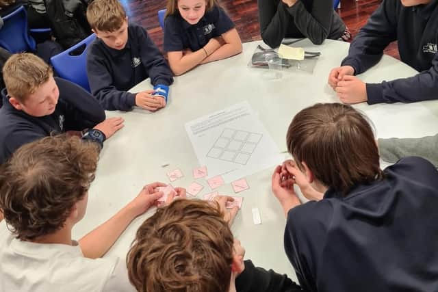 Bay House School pupils with MP Caroline Dinenage. Pic: supplied