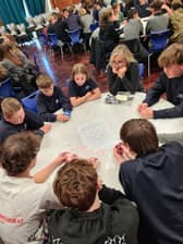 Bay House School pupils with MP Caroline Dinenage. Pic: supplied