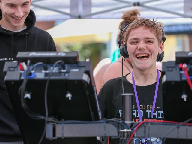 DJ Dennis Jelly, 16, on the decks at SomersFest.
