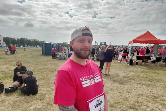 Matt Cunningham, 35 from Havant, gearing up for the Race for Life in Southsea. Picture: David George