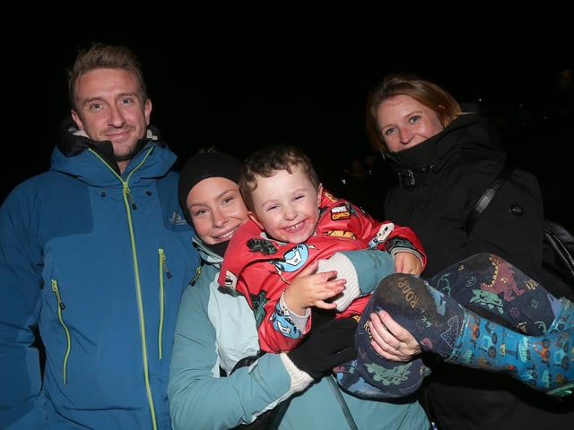 From left, Jason Ross, Silje Kristensen holding Hayley's son Charlie, 3, and Hayley Hanson.
Picture: Chris Moorhouse (jpns 011123-47)