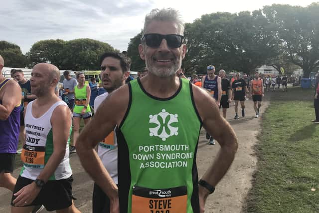 Steve Bullock, 58, completed the Great South Run for the Portsmouth Down Syndrome Association.