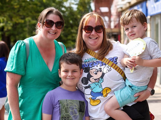 From left, Mel Smith, Oliver, 9, Charlie Addison and Henry, 4. Waterlooville Music and Arts Festival took place in the precinct, WaterloovillePicture: Chris  Moorhouse (170824-60)
