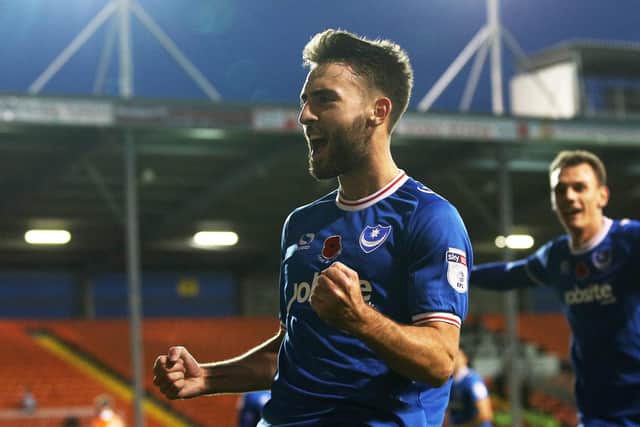Ben Close celebrates scoring against Blackpool in November 2017. Picture: Joe Pepler