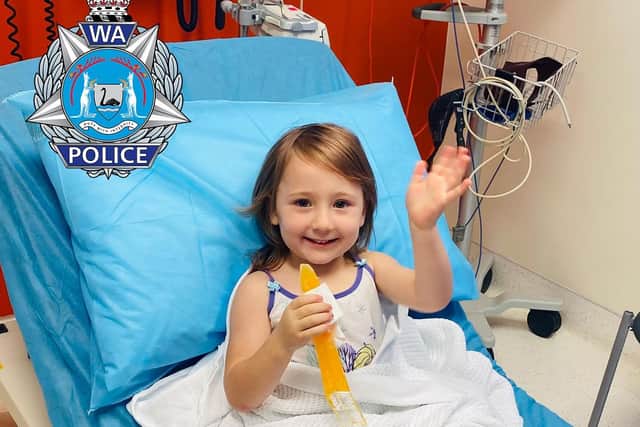 Cleo Smith in hospital after she was found by police 18 days after disappearing Picture: Getty Images