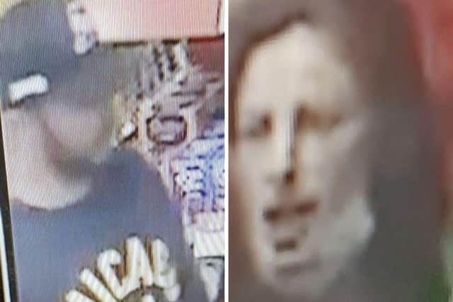 Police have released these CCTV images after two people raided a Spar in St Mary's Road, Fratton, and threatened a staff member with a knife. Picture: Hampshire and Isle of Wight Constabulary.