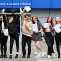 From left, Sophia Beattie, Brandon Enerson, Freya-Mae Purdy, Billy Lawton, Tyla-Jade Evans, Cheyenne Crisp and Nyah Gardner. A-level results day at St Vincent College, Gosport
Picture: Chris Moorhouse (jpns 170823-08)