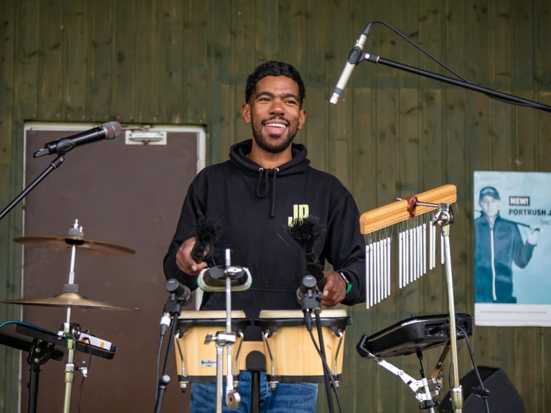 Pictured: Freestyle percussionist Luke Garnes performing at the Wave Music Festival.
Picture: Mike Cooter (050823)