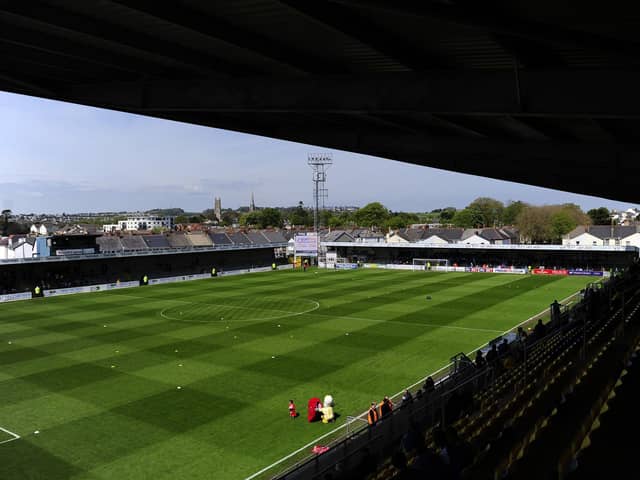 Torquay's Plainmoor, where Hawks will visit in the FA Cup on October 16. Photo by Dan Mullan/Getty Images.