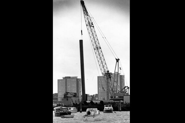 Construction on the Gosport ferry pontoon in September 1988 PP4735
