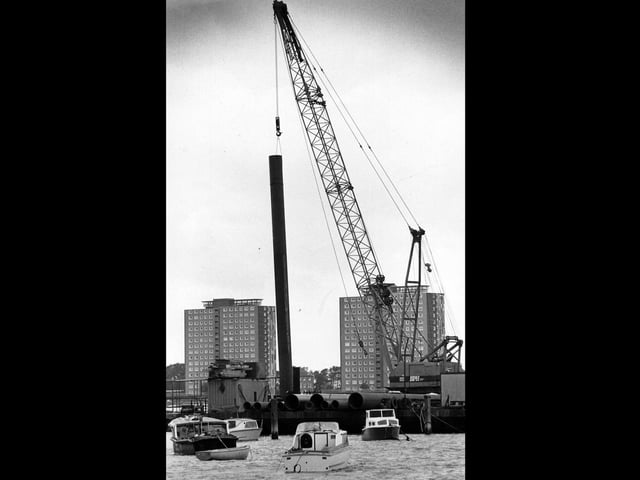 Construction on the Gosport ferry pontoon in September 1988 PP4735