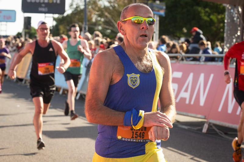 Pictured is: Runners cross the line to finish.

Picture: Keith Woodland