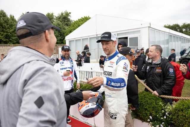 Former F1 driver Jenson Button attends the Goodwood Festival of Speed at Goodwood House in West Sussex. Picture date: Friday June 14, 2023. PA Photo. This year, the event celebrates its 30th anniversary and takes place from June 13-16. Picture credit should read: Matt Alexander/PA Wire.