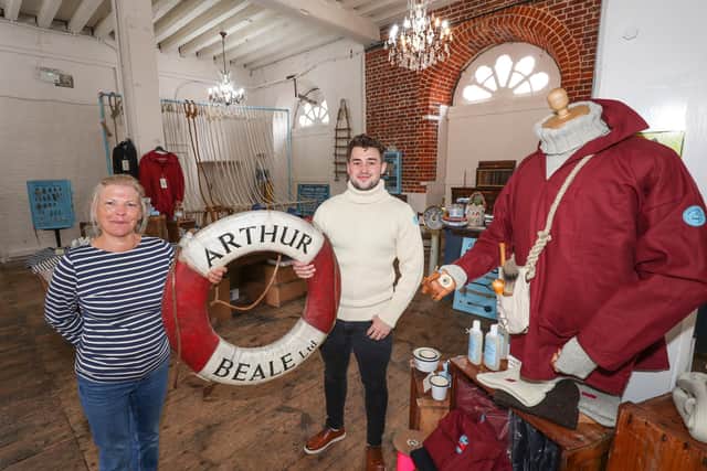 500- year-old chandlery Arthur Beale has relocated from London to Portsmouth Historic Dockyard, thanks to the Portsmouth Naval Base Property Trust. 
Store manager Jane Percival and store assistant Ashley Martin pictured in the relocated store.

Picture: Stuart Martin (220421-7042)