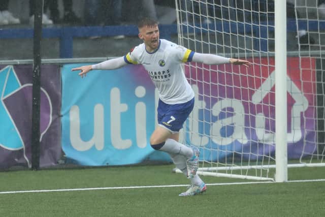 Jake McCarthy's 10th goal of the season at Eastbourne Borough gave Hawks their sixth away National League South win. Picture by Dave Haines