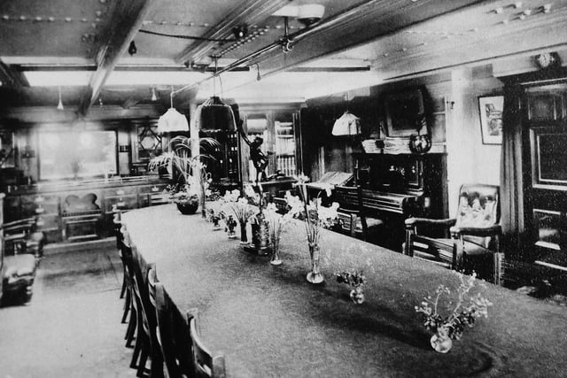 The Ward Room on board HMS Hermes in 1908. Picture: George Millener collection.