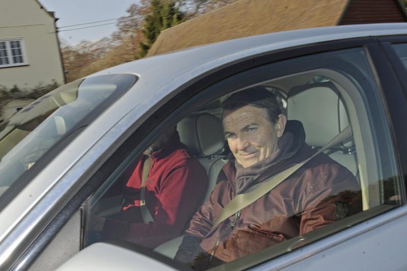 Bradley Walsh spotted arriving at Little Woodham Village for the filming of Doctor Who in February 2018.
