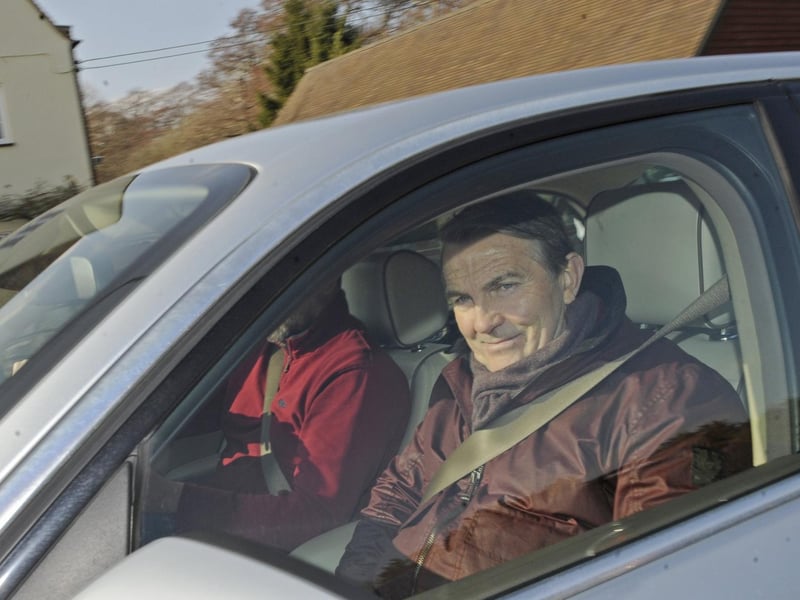Bradley Walsh spotted arriving at Little Woodham Village for the filming of Doctor Who in February 2018.
